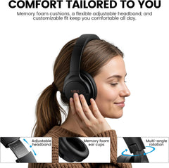 1Mii Y8 Active Noise Cancelling Headphones, Bluetooth 6.0 Headphones Wireless Over Ear, 75H Playtime Hi-Res Audio, AI Translation & Voice Chat, Custom EQ via APP for Airplane & Home Office - Black