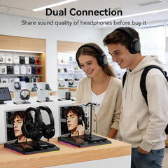 1Mii DemoStation B3+ Bluetooth Audio Base with Detachable Headphone Stand, RGB Lighting, Acrylic Display Board, TF/USB/AUX Audio in, for Store & Retail Showcase & TV