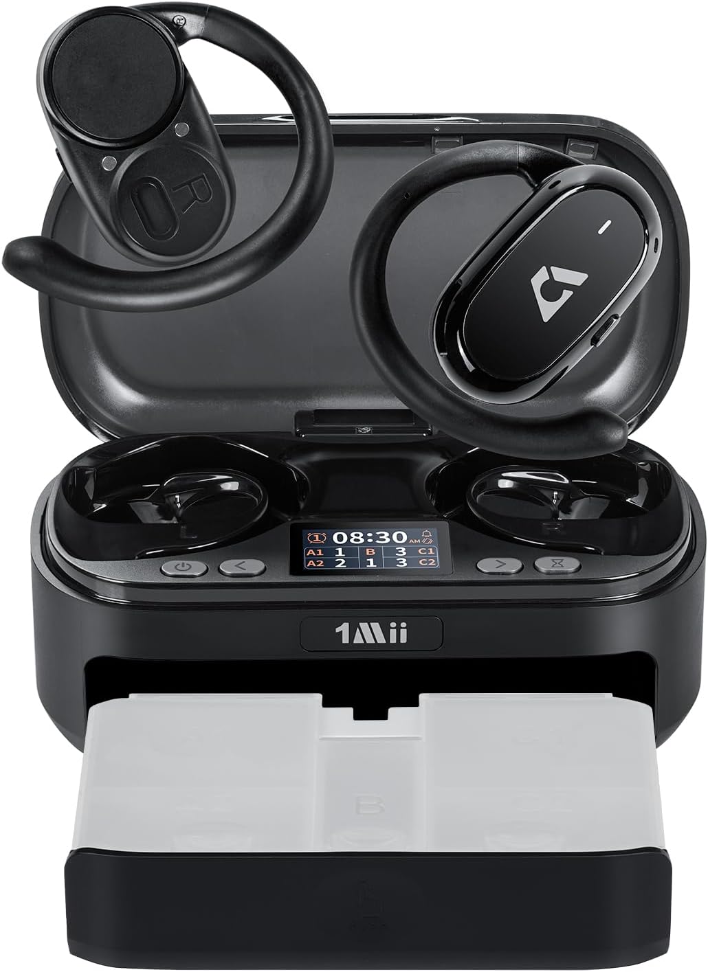 1Mii T5 AI Open Ear Headphones with Organizer Box, Bluetooth 6.0 Wireless Over Ear Earbuds 180° Rotatable Earhooks, 48H Playtime, Custom EQ via App, IP5 Waterproof for Sports, Running, Gym