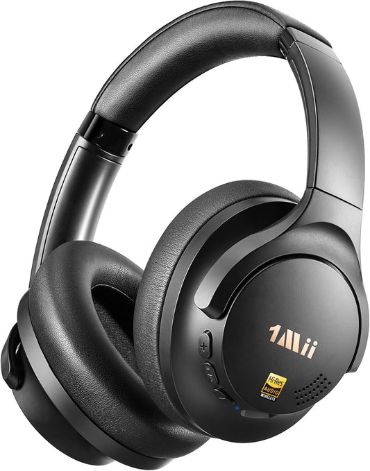 1Mii Y8+ Hybrid Active Noise Cancelling Headphones, 100H Ultra Playtime, Bluetooth 6.0 Over Ear, Wireless Hi-Res Audio & Deep Bass, Comfort for Travel & Home Office, AI Chat & Custom EQ via APP, Black
