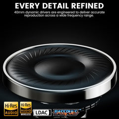 1Mii Y8+ Hybrid Active Noise Cancelling Headphones, 100H Ultra Playtime, Bluetooth 6.0 Over Ear, Wireless Hi-Res Audio & Deep Bass, Comfort for Travel & Home Office, AI Chat & Custom EQ via APP, Black