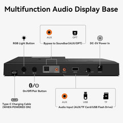 1Mii DemoStation B3+ Bluetooth Audio Base with Detachable Headphone Stand, RGB Lighting, Acrylic Display Board, TF/USB/AUX Audio in, for Store & Retail Showcase & TV