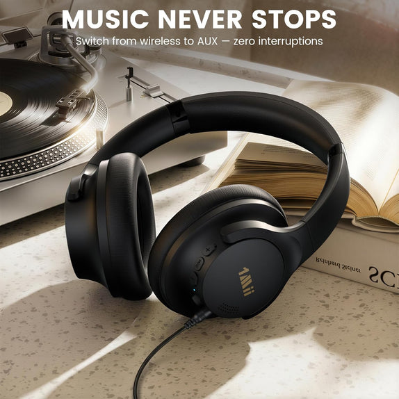 1Mii Y8 Active Noise Cancelling Headphones, Bluetooth 6.0 Headphones Wireless Over Ear, 75H Playtime Hi-Res Audio, AI Translation & Voice Chat, Custom EQ via APP for Airplane & Home Office - Black